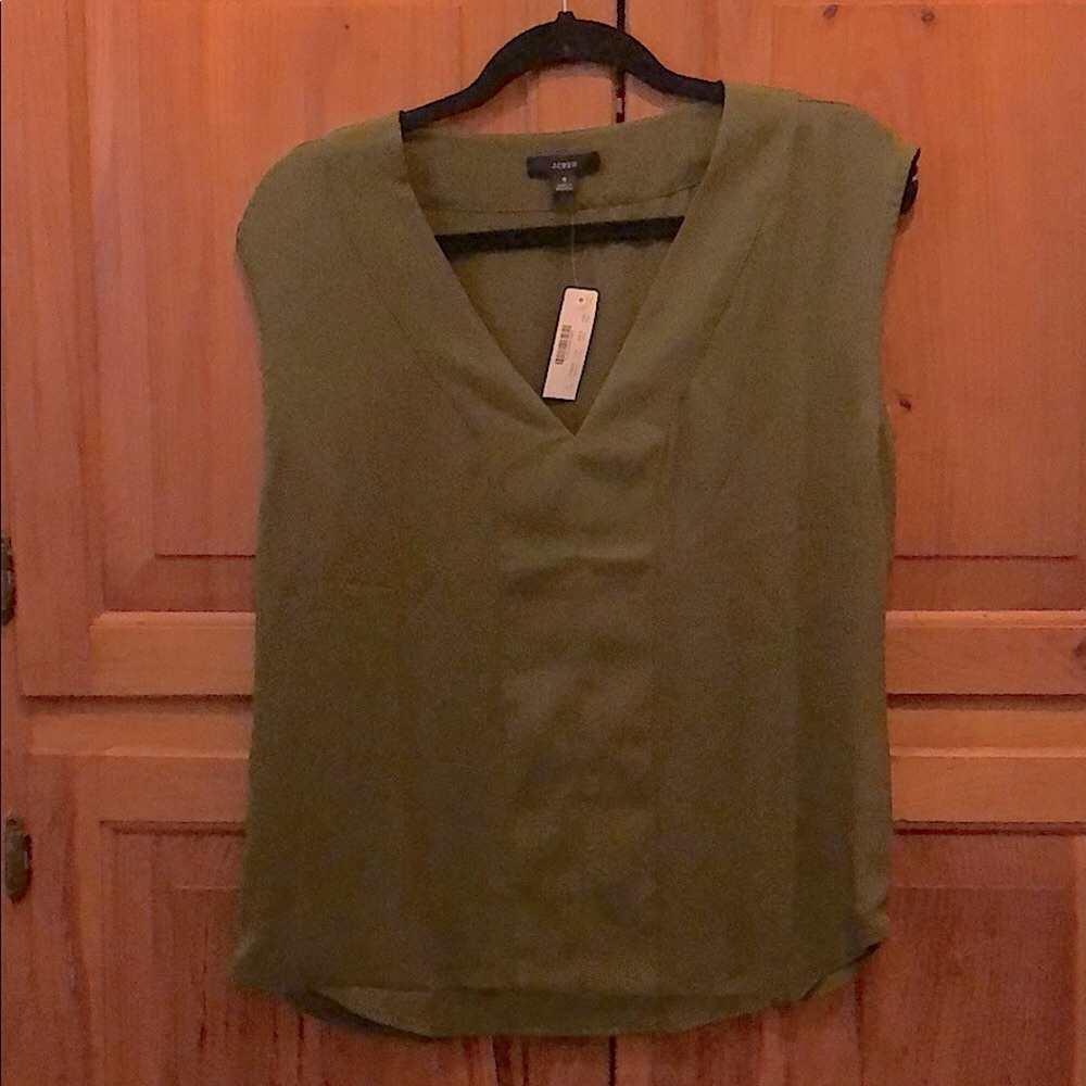 NWT J. Crew Sleeveless Blouse - Olive - Picture 2 of 7